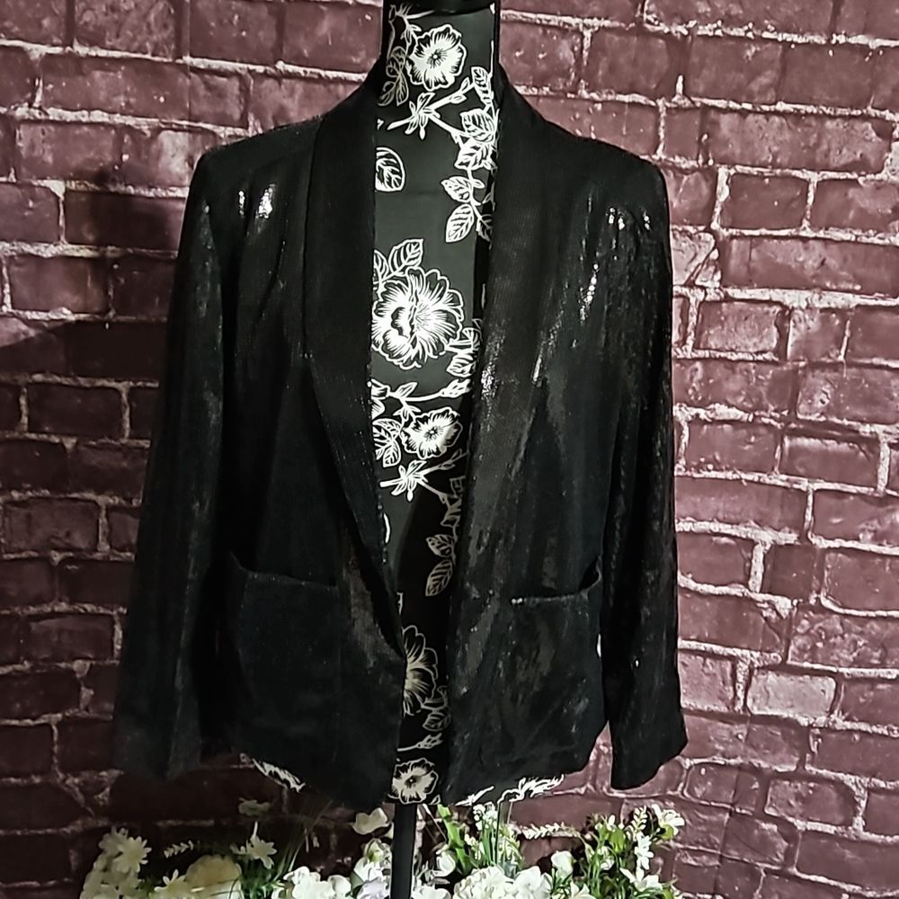 Joe Fresh Fully Sequined Formal Black Long Sleeve Jacket Size 12 CLEARANCE